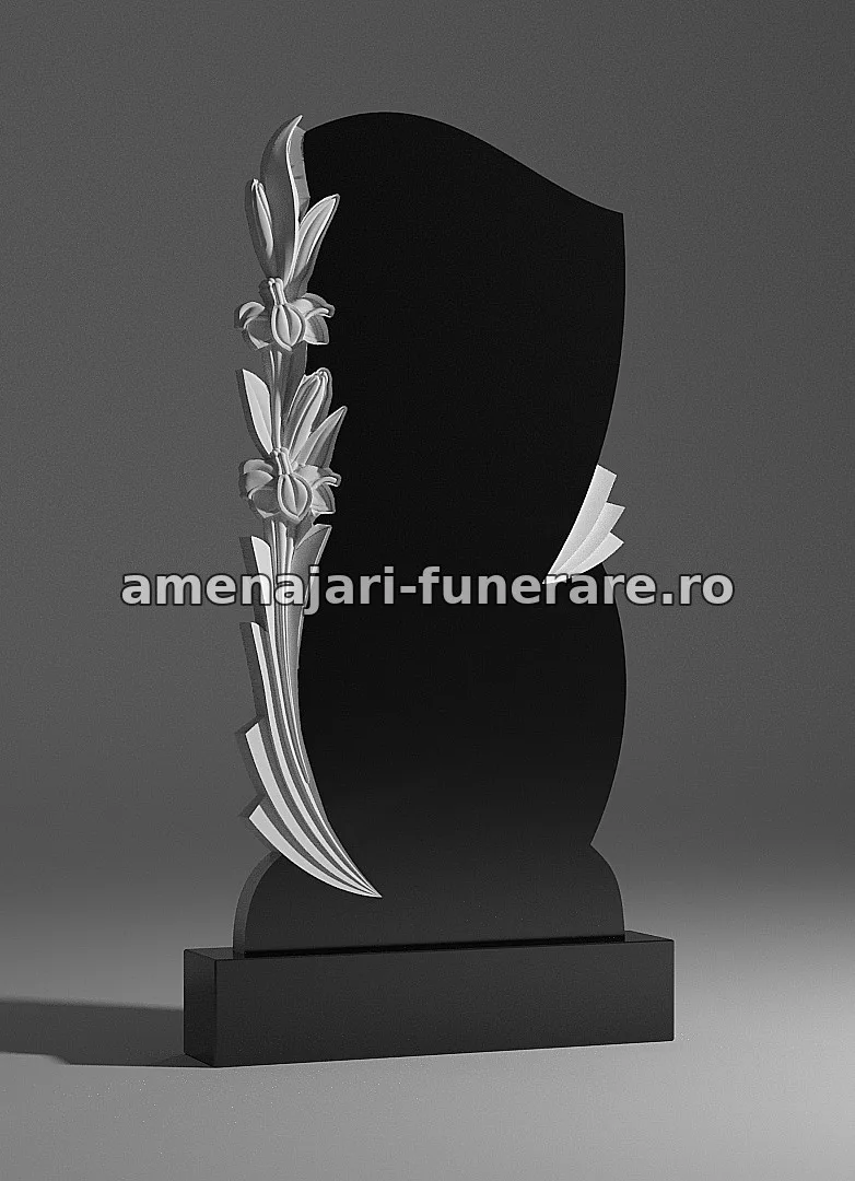 Monument cu flori sculptate - model 078, granit la amenajari-funerare.ro